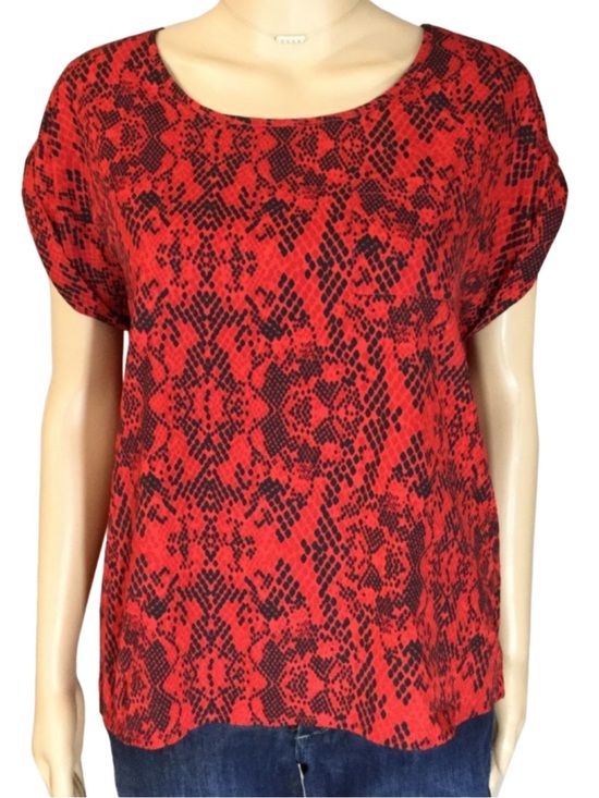 Madison Tops - Madison Petite Red Python Print Boxy Top